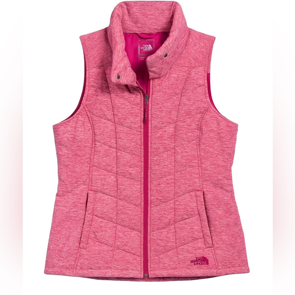 North Face Vest Womens Medium Pink Puffer Nuptuse Goose Down Fill Insulated - Picture 1 of 14